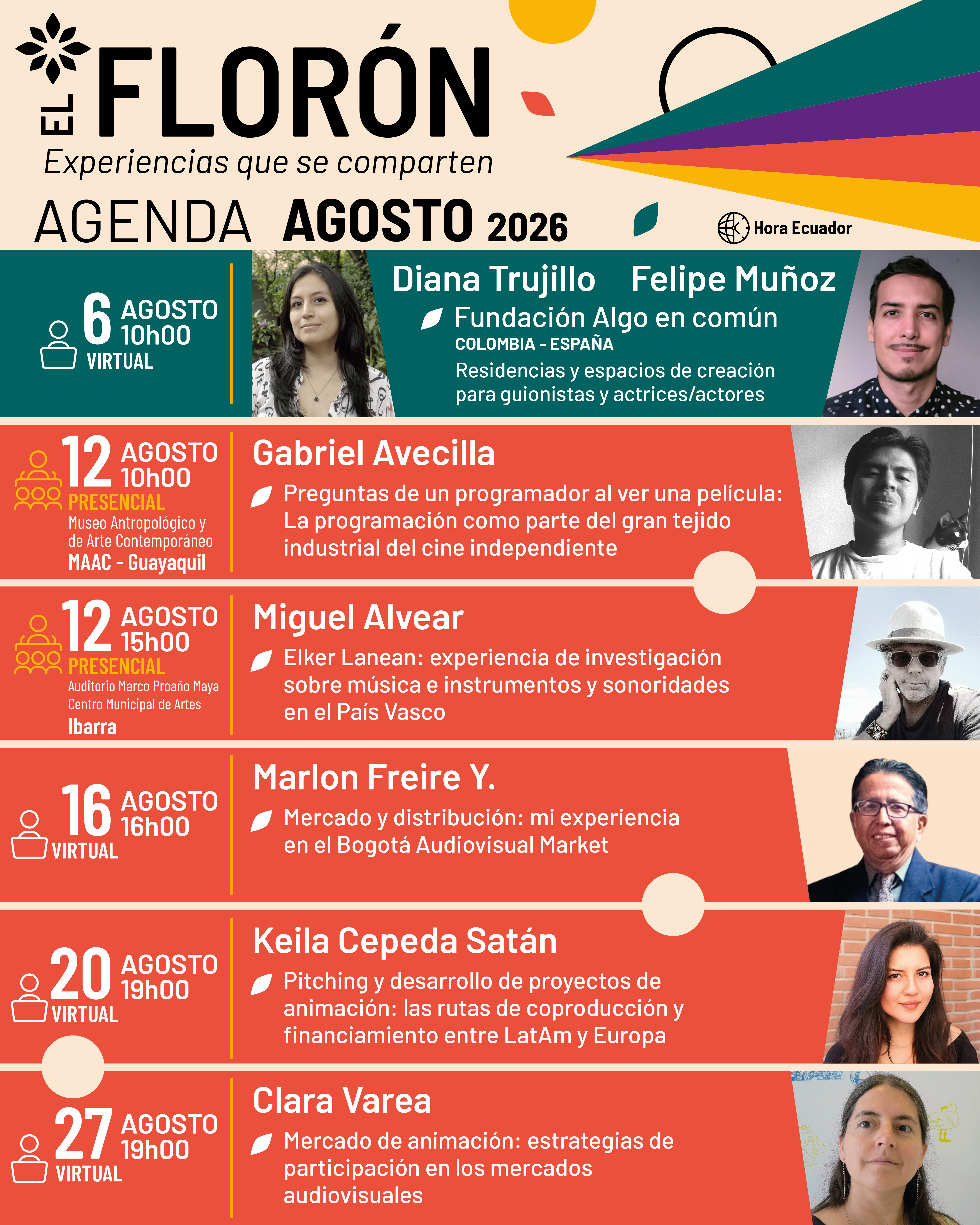 Agenda de El Florón, agosto 2026
